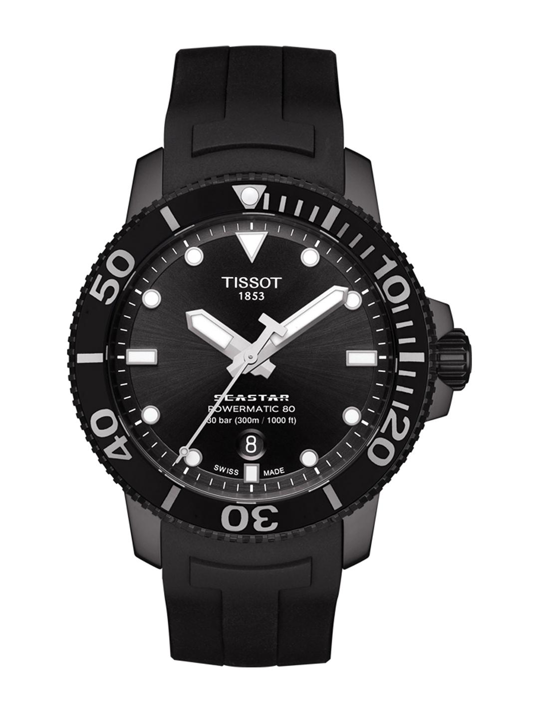 Buy TISSOT Men Black Seastar 1000 Powermatic 80 Swiss Automatic