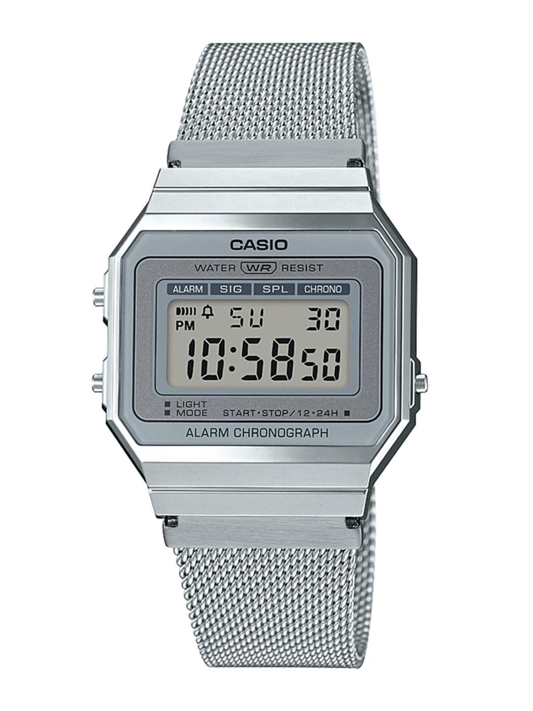 Buy CASIO Vintage A700WM-7ADF Silver Digital Dial Silver Stainless