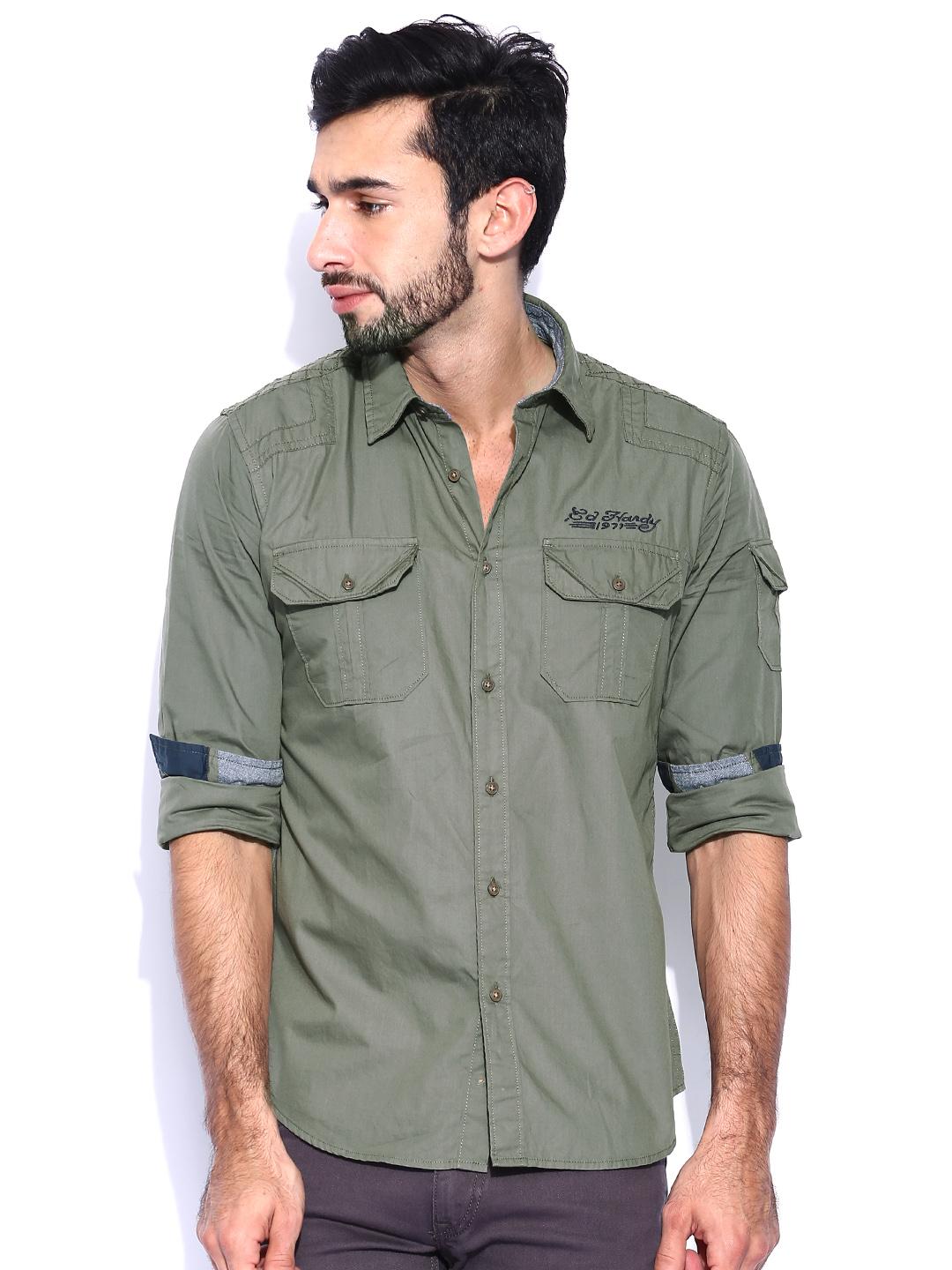 Buy Ed Hardy Green Casual Shirt - Shirts for Men 1075028 | Myntra