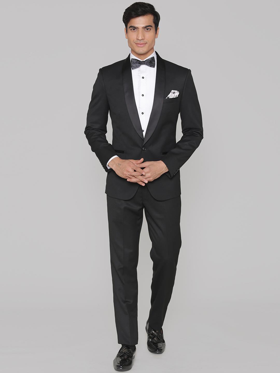 Buy MANQ Men Black Solid Slim Fit Tuxedo Suit Suits for Men