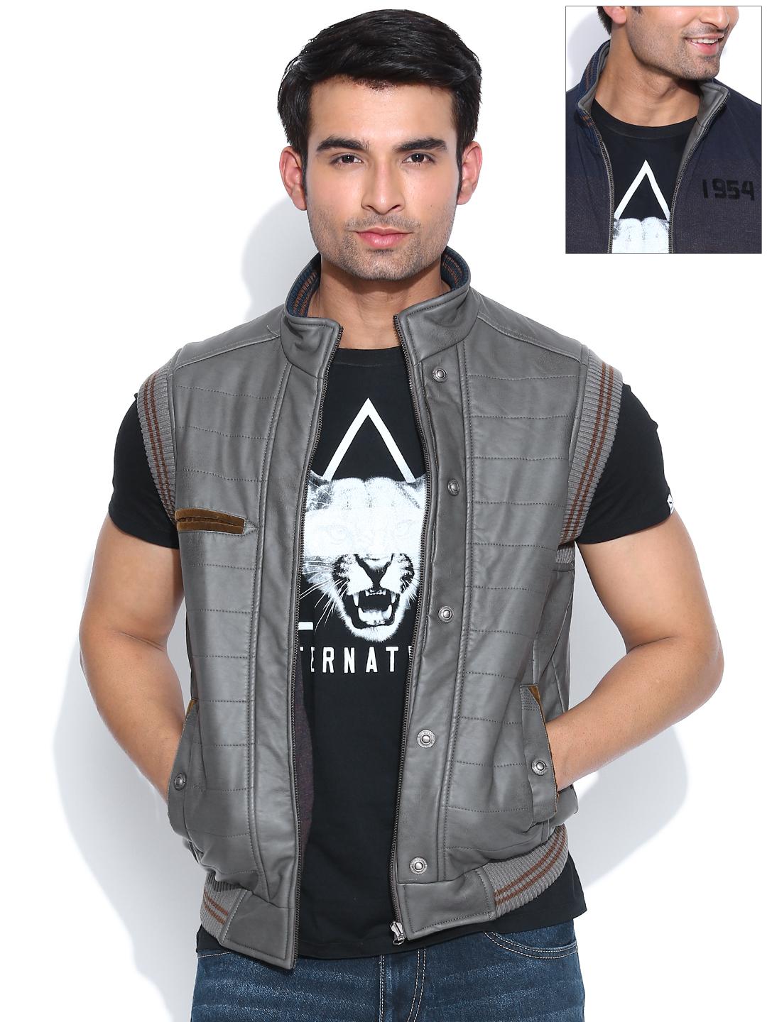 Buy Fort Collins Grey Navy Reversible Sleeveless Jacket
