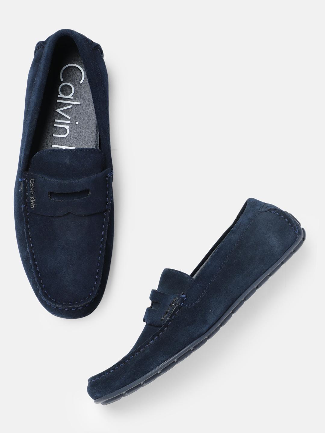 mens loafers calvin klein blue suede loafers