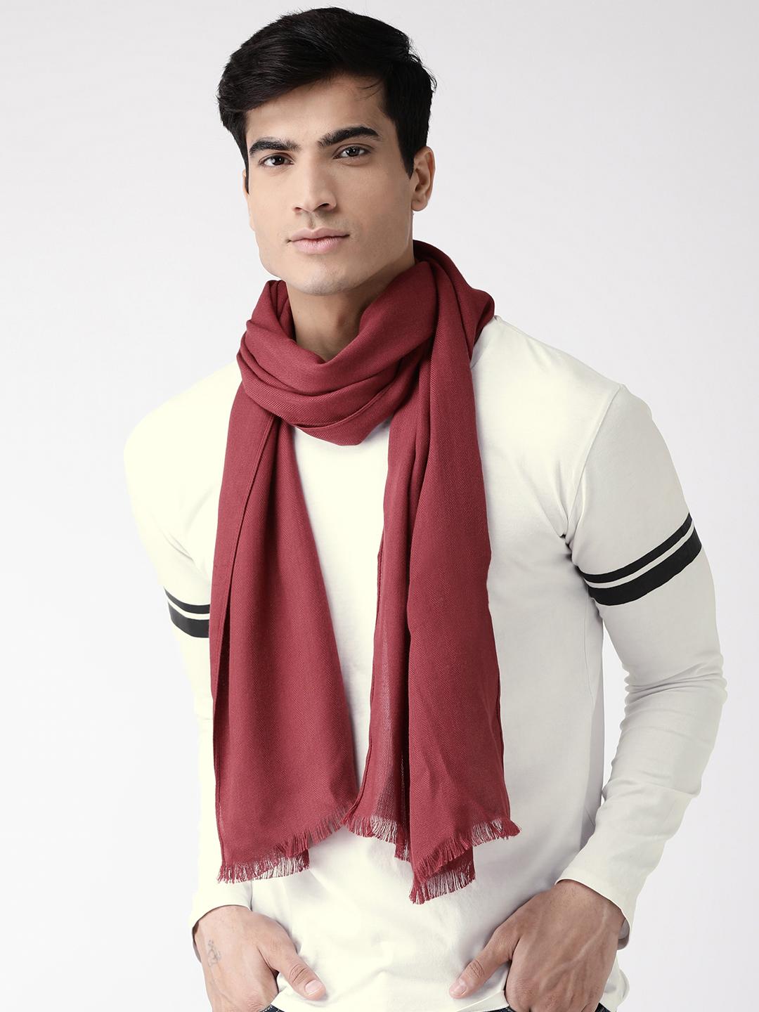Buy Marks Spencer Men Rust Red Self Design Muffler Mufflers