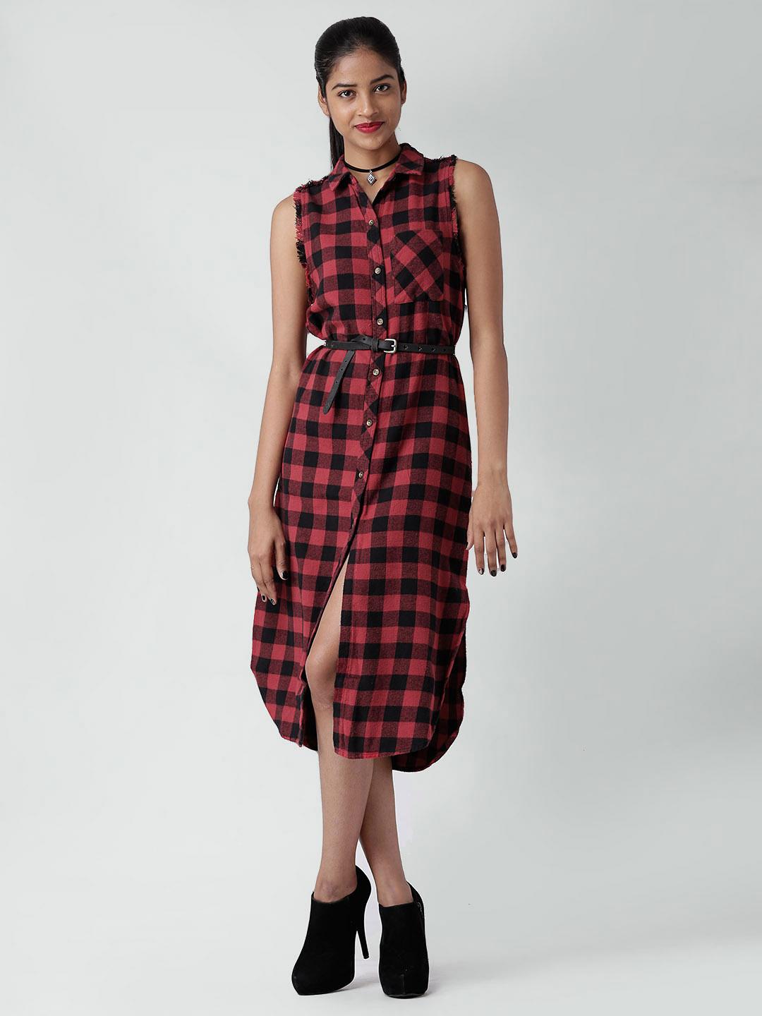 open lace back dress Noelle Lace Trim Mini Dress Gingham Red main image 1