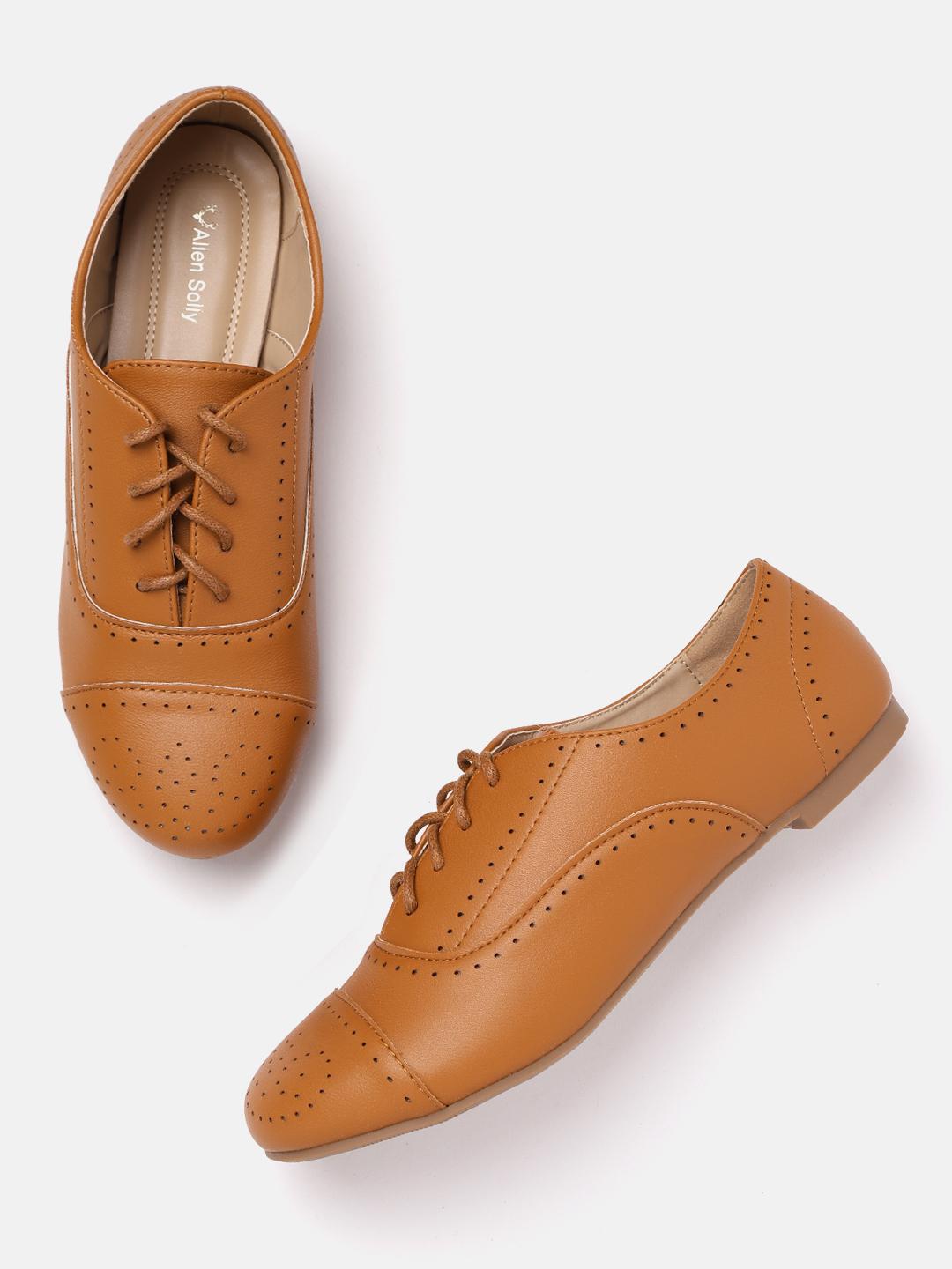 Buy Allen Solly Women Tan Brown Perforated Oxfords - Casual  display picture 2