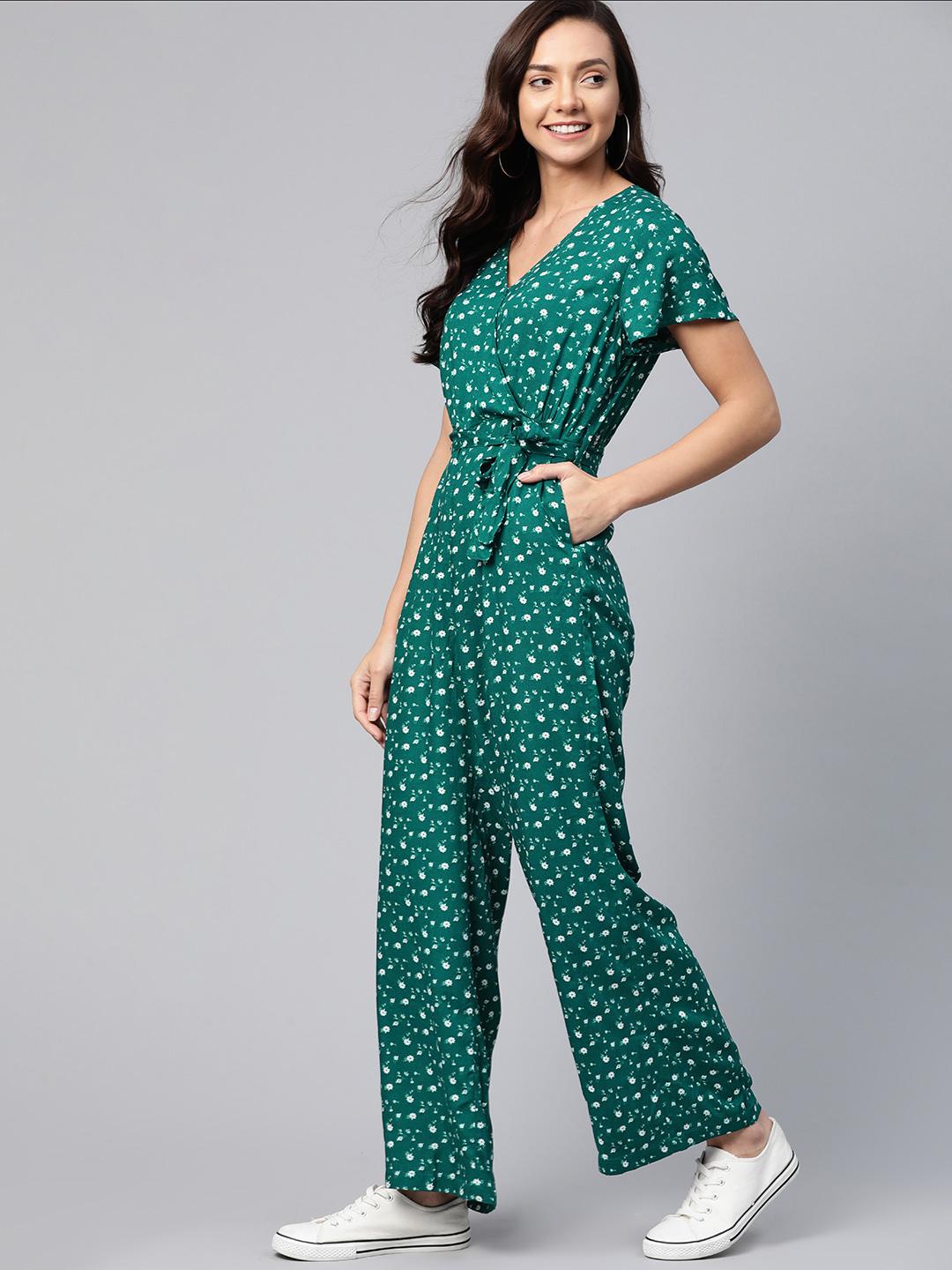 Buy Mast & Harbour Women Green & White Floral Printed Basic Wrap