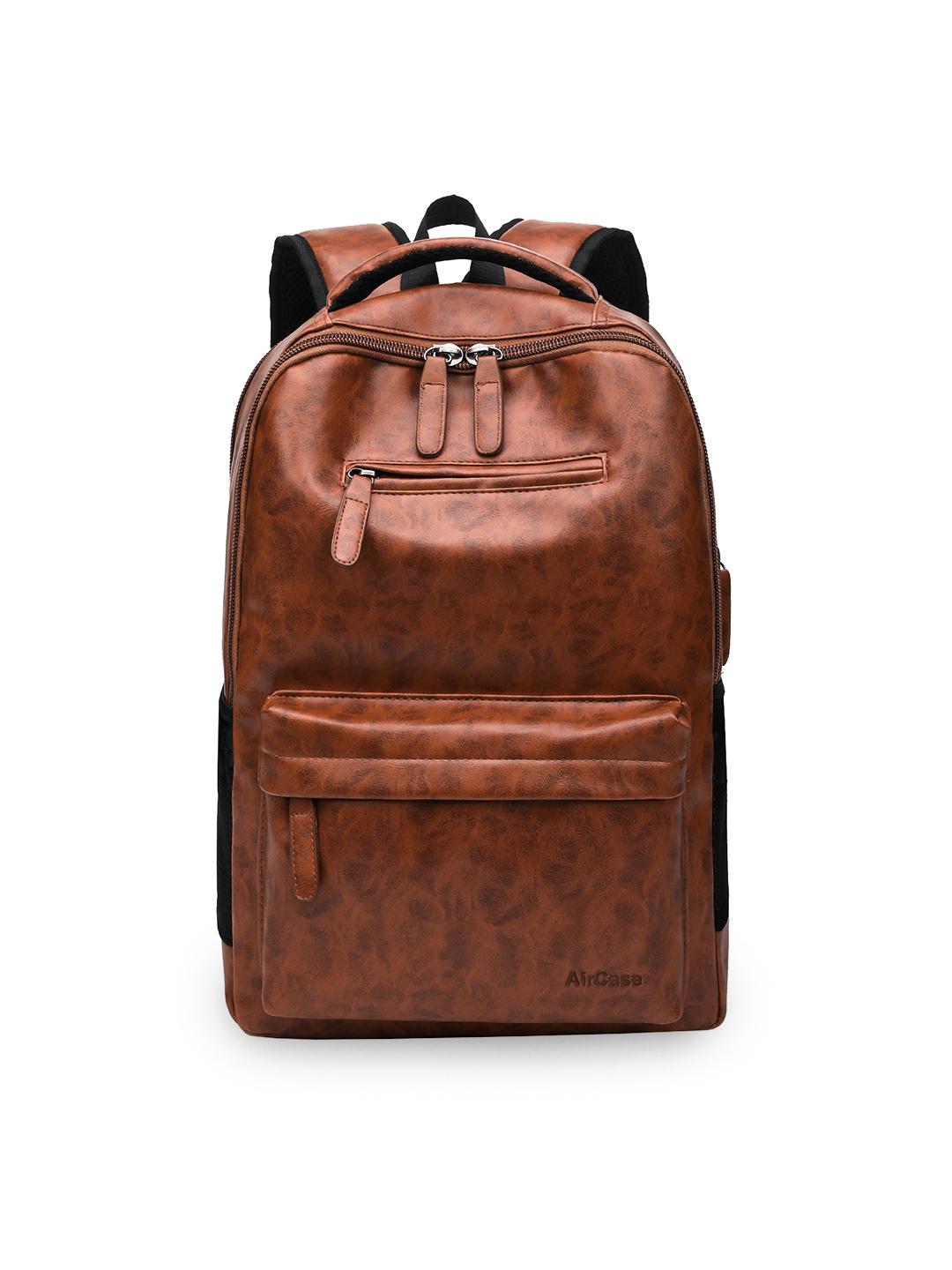 Buy AirCase Unisex Tan Brown Leather Backpack Backpacks for