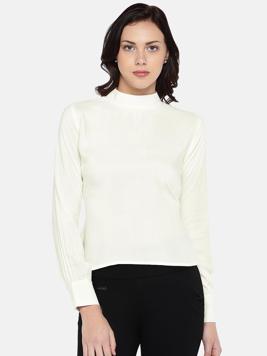 Buy Ten on Ten Women White Solid Styled Back Top - Tops for Women