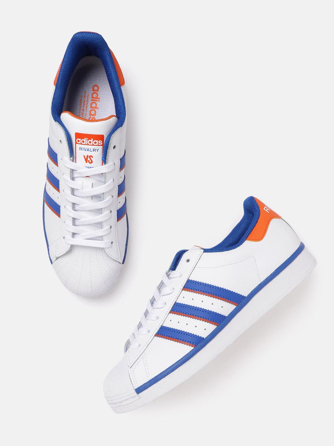 Buy ADIDAS Originals Men White Blue Superstar Leather Sneakers