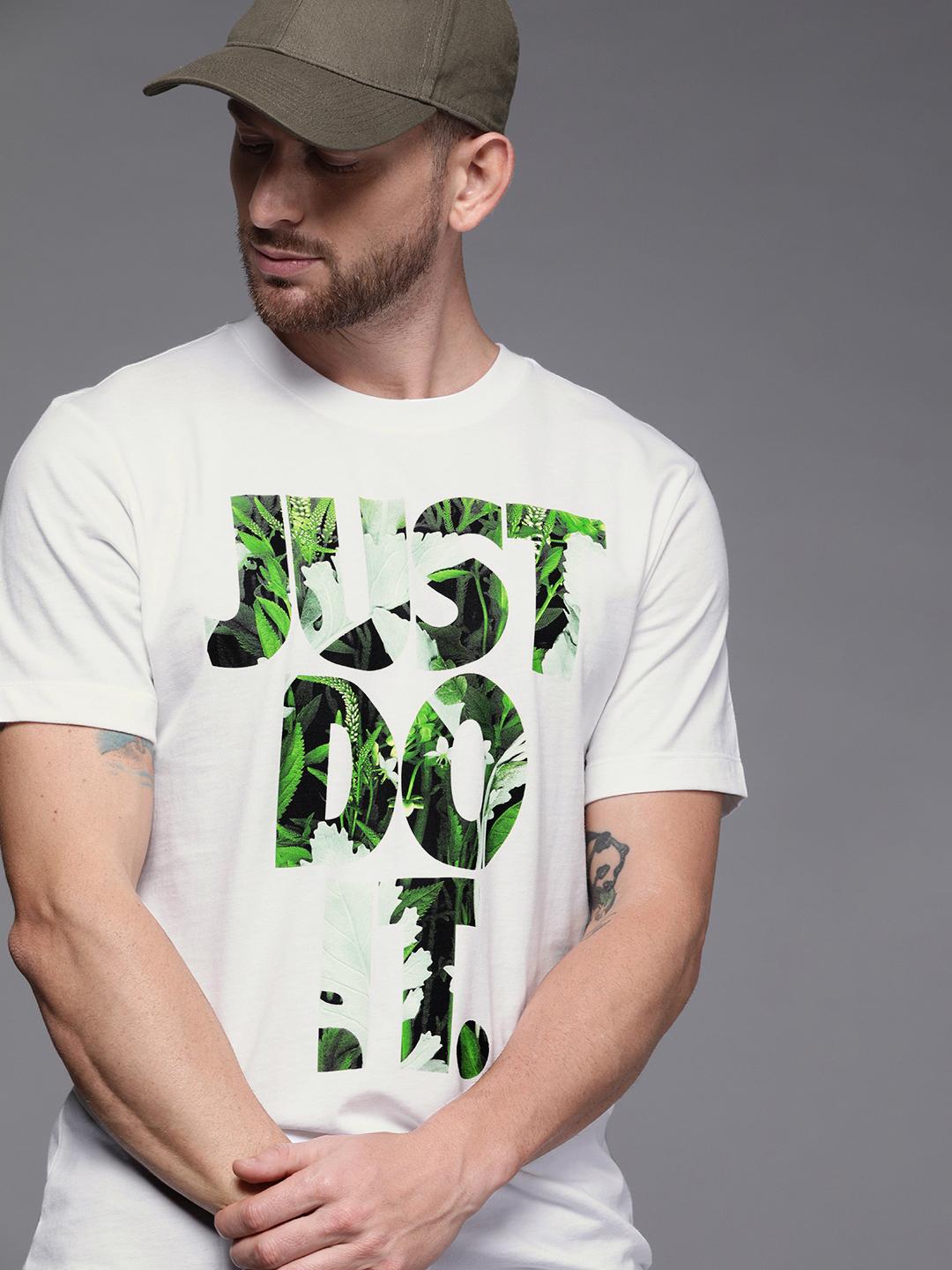 Buy Nike Men White Printed Round Neck NSW SS JDI FLORAL T-shirt