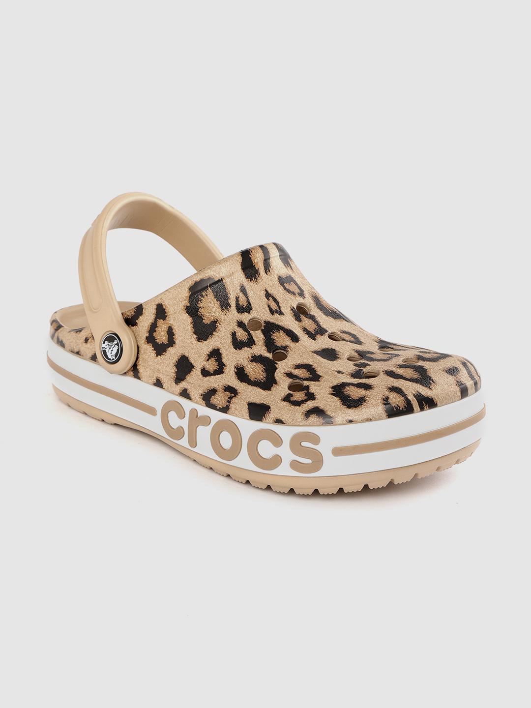 Buy Crocs Unisex Beige Black Leopard Print Clogs Flip Flops