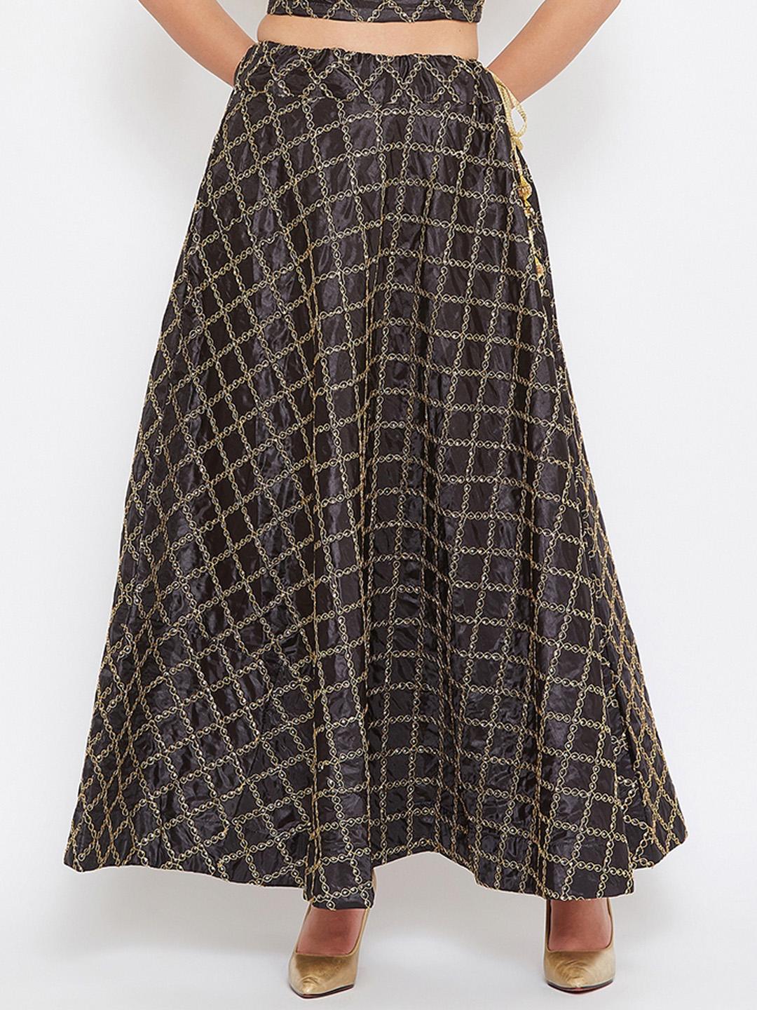 Buy TULIP 21 Women Black & Gold-Coloured Embellished Flared Buy TULIP 21 Women Black & Gold-Coloured Embellished Flared