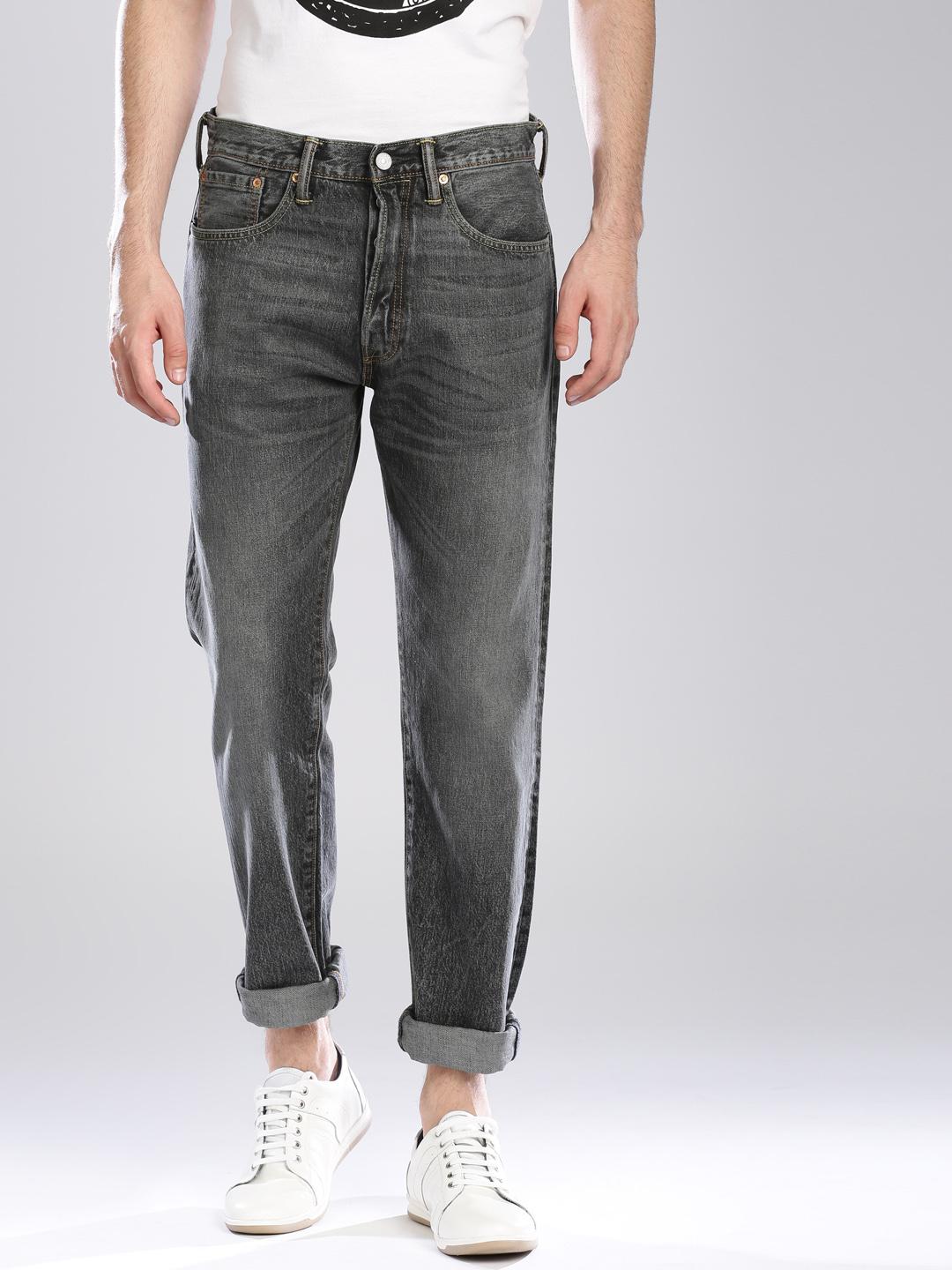 Buy Levis Charcoal Grey Washed 501 CT Tapered Jeans Jeans for - Main Image