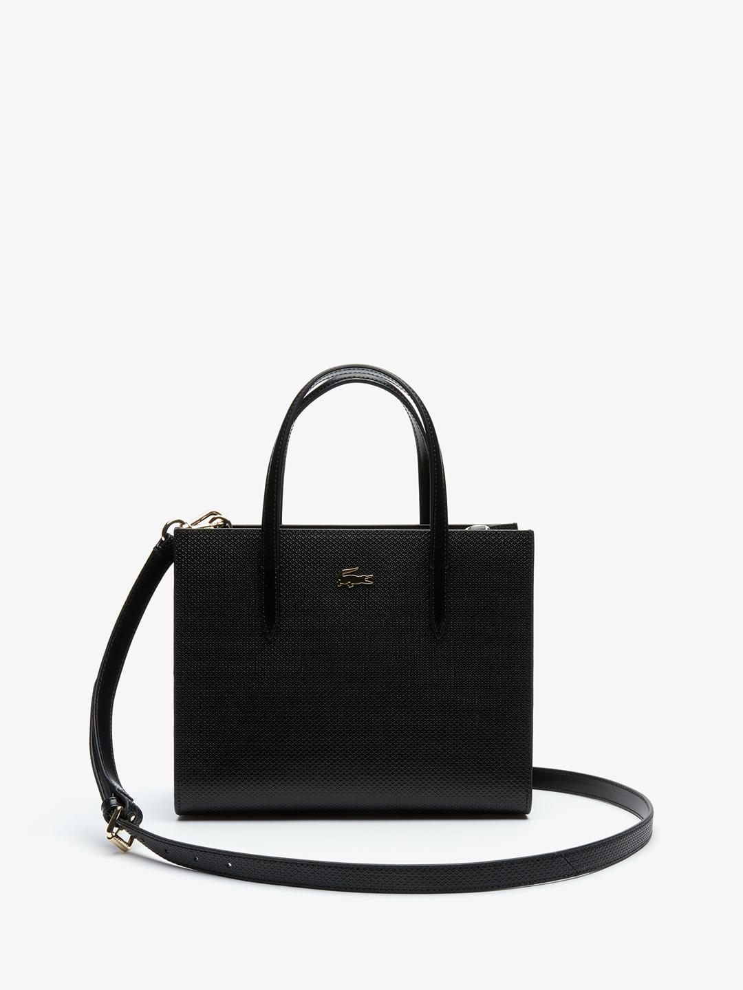 Buy Lacoste Black Solid Chantaco Dual Carry Piqu Leather Zip