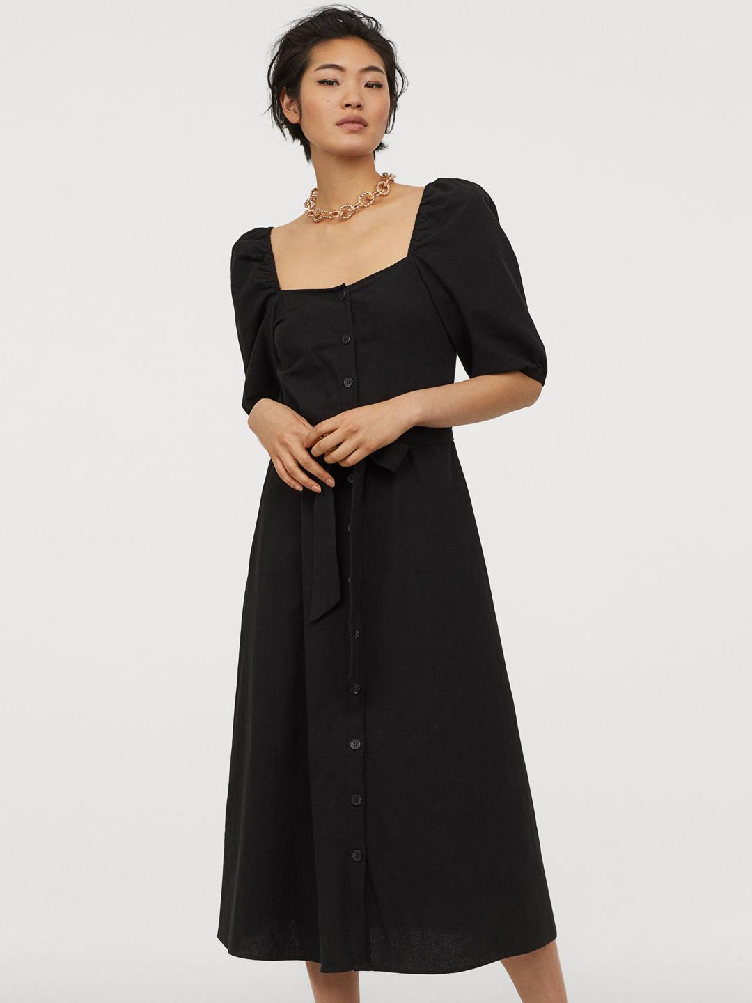 h&m cotton crepe dress Women's Yellow-green Draped Crpe Dress