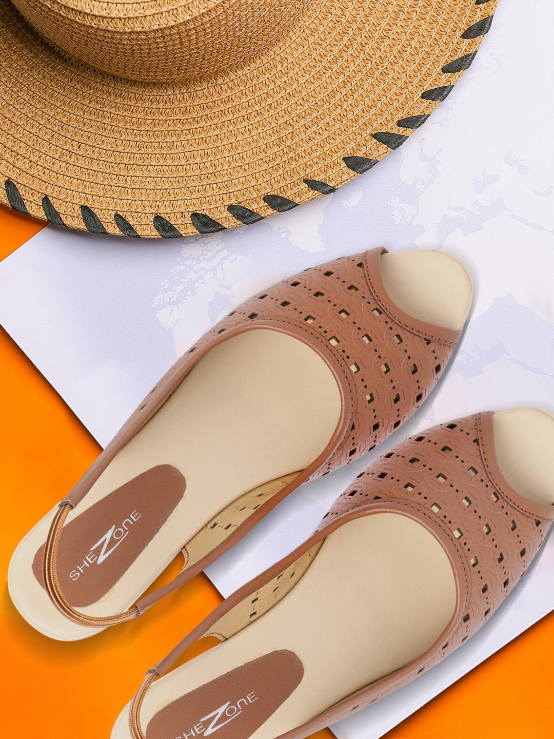 Buy Shezone Women Brown Laser Cut Heels Heels for Women 11848324