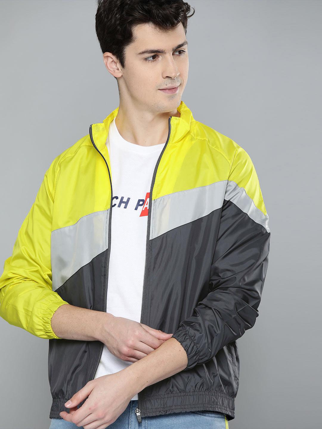 Buy Mast & Harbour Men Grey & Yellow Colourblocked Lightweight