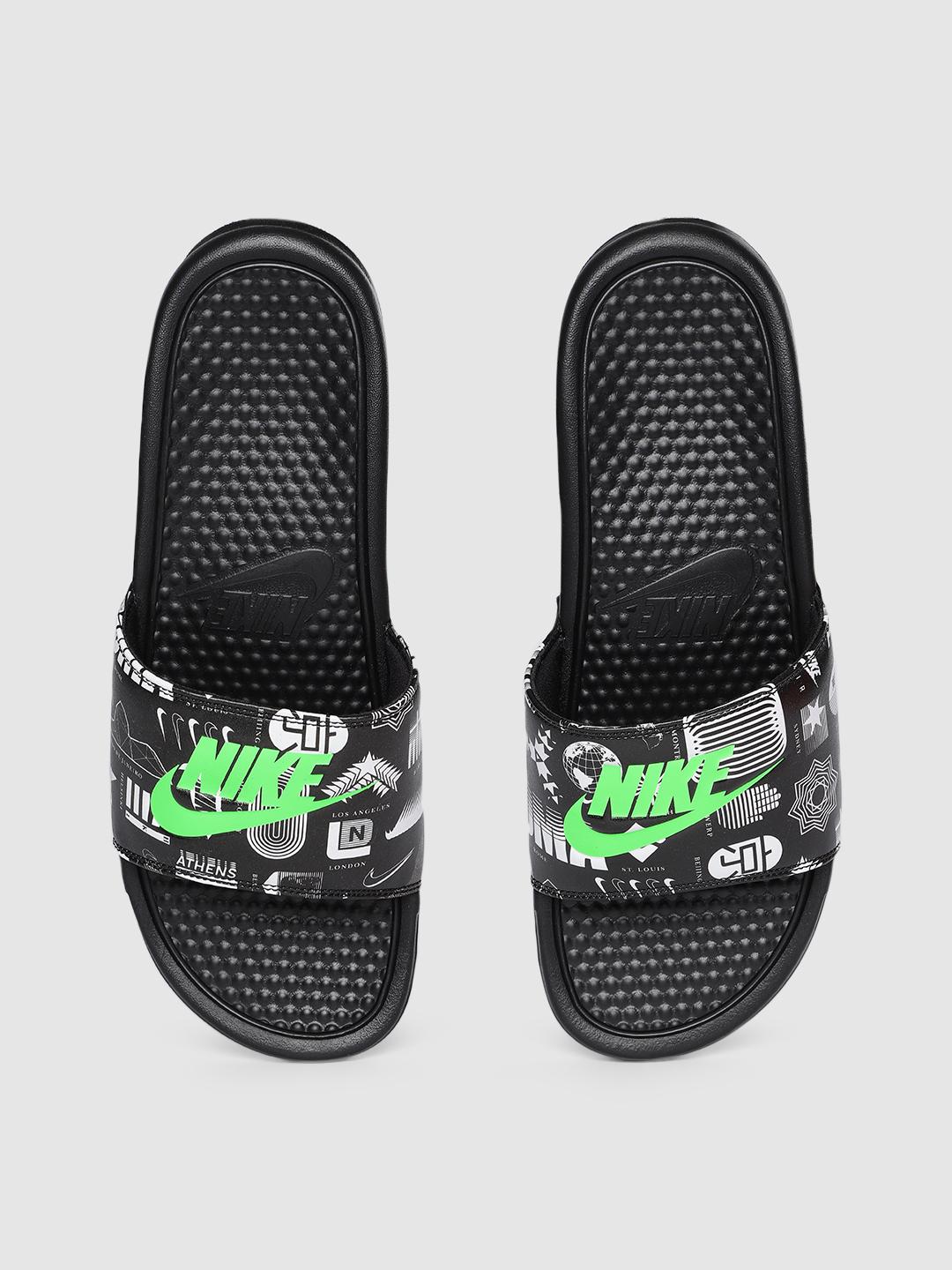 Nike Benassi Slides Nike Checkered Slides Nike Men Black Green
