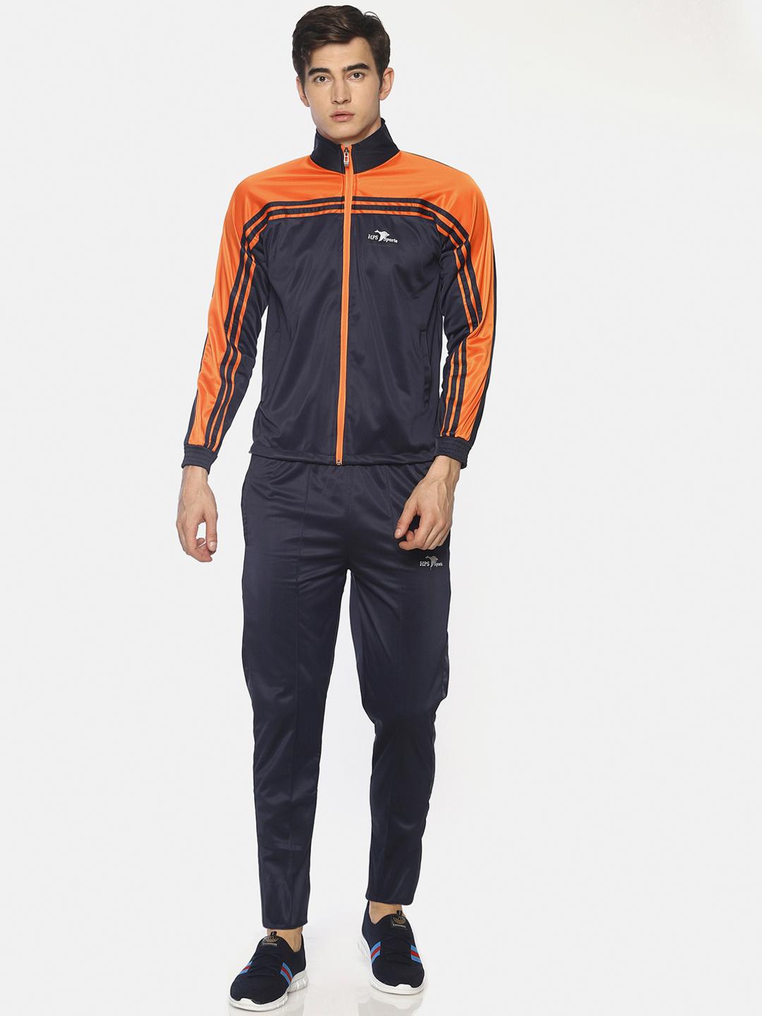 Buy HPS Sports Men Blue & Orange Colourblocked Tracksuit - Myntra