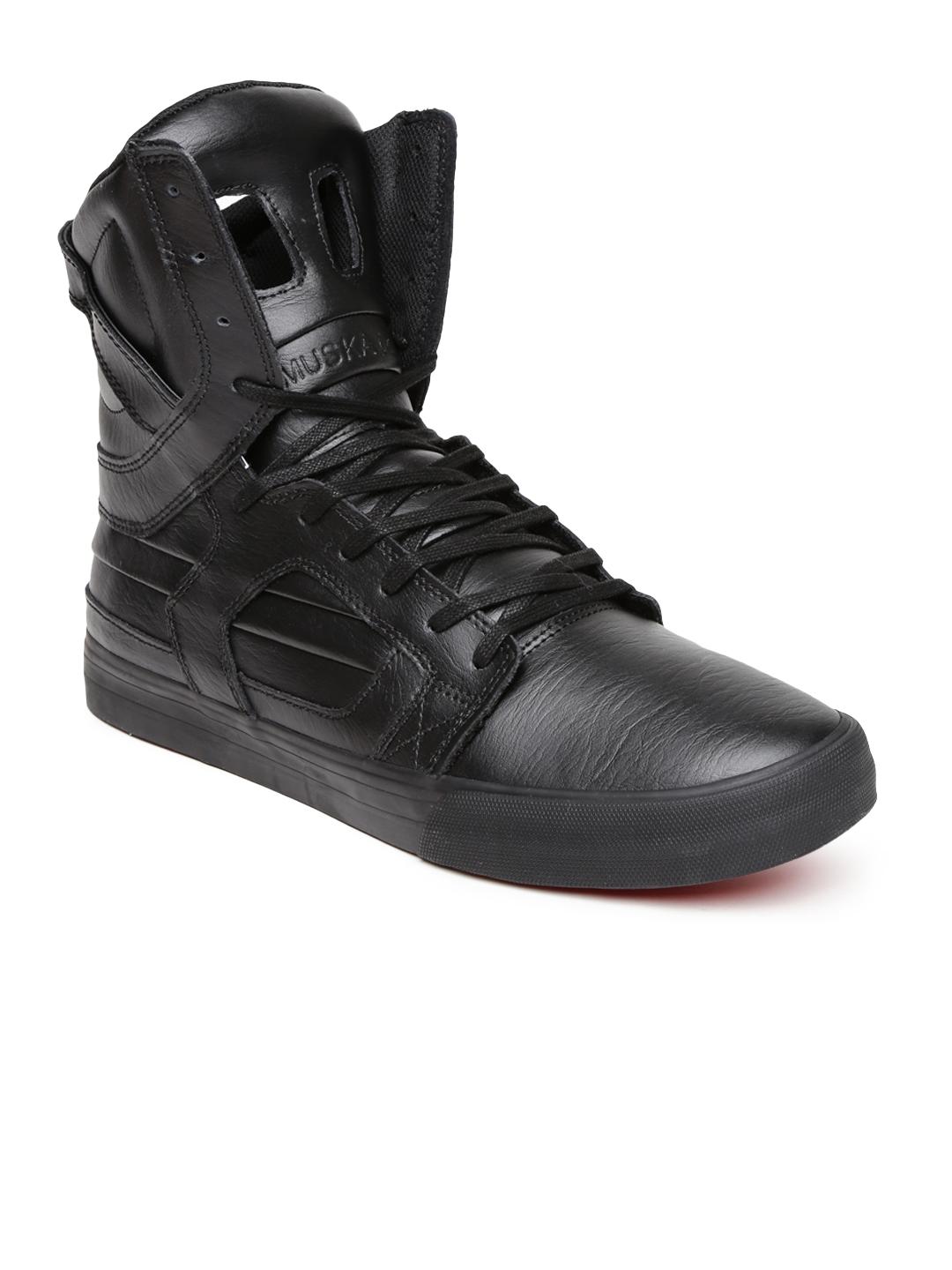 Buy Supra Men Black Skytop II Leather Sneakers Casual Shoes for