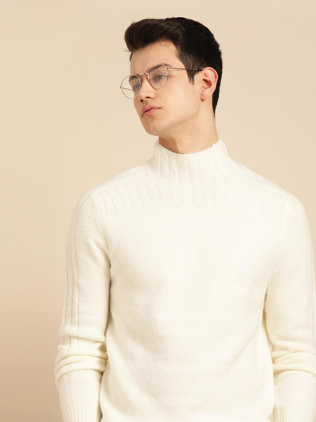 Buy Mr Bowerbird Men Off-White Solid Pullover Sweaters for Men