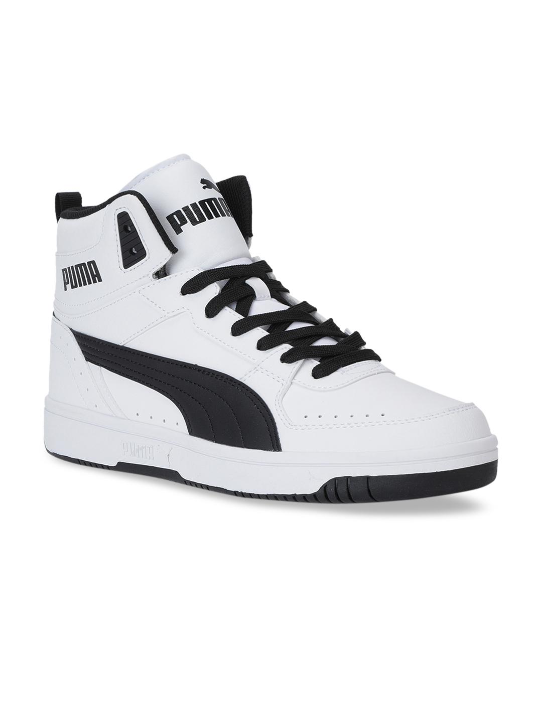 Buy Puma Unisex White Solid Rebound JOY Mid-Top Sneakers