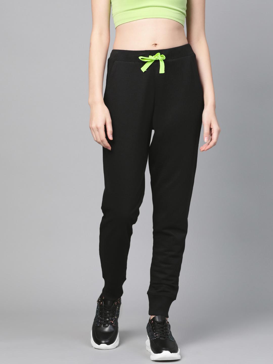 Buy SASSAFRAS Women Black Regular Fit Solid Joggers Track Pants