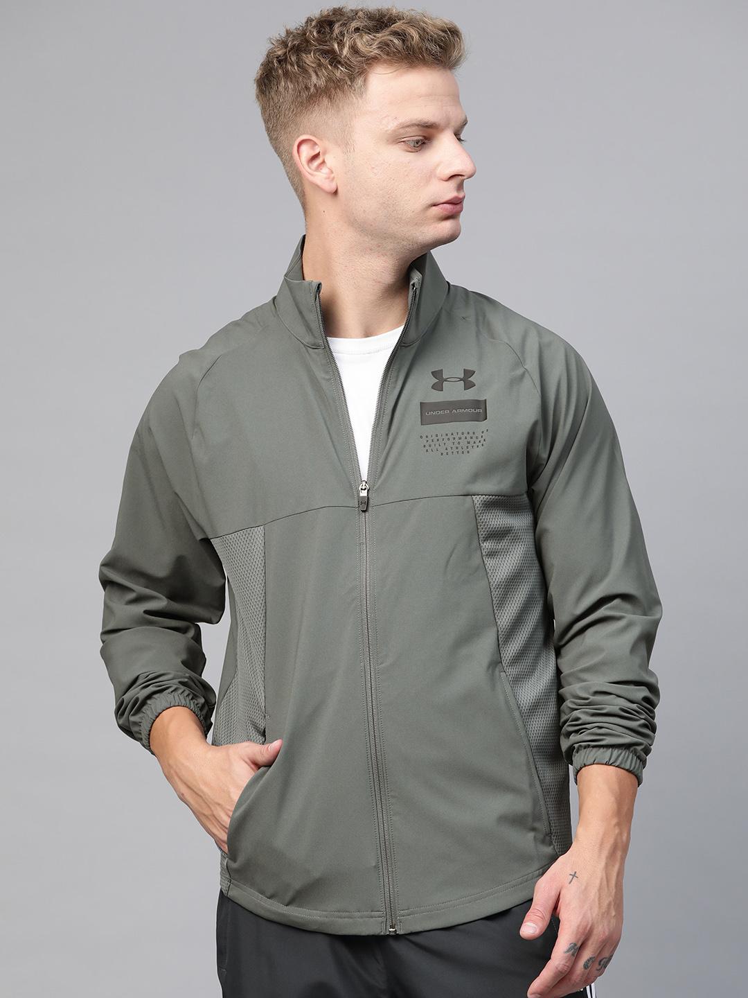 Buy UNDER ARMOUR Men Grey Solid Summer Woven Full Zip Jacket