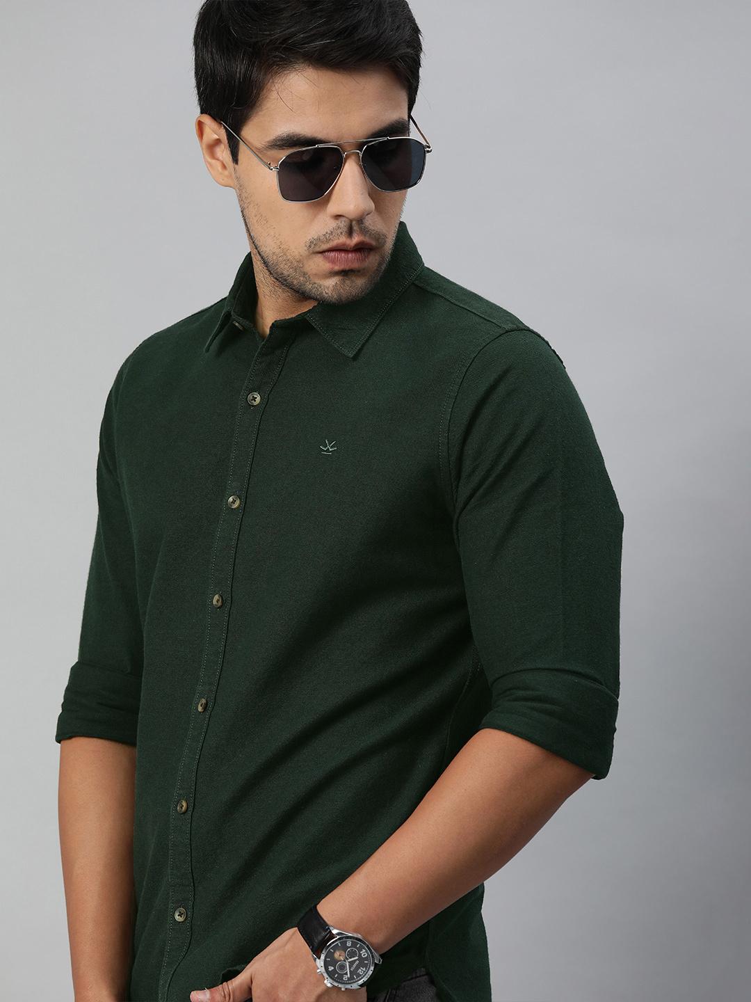 WROGN Men Green Slim Fit Casual Shirt - Image 1