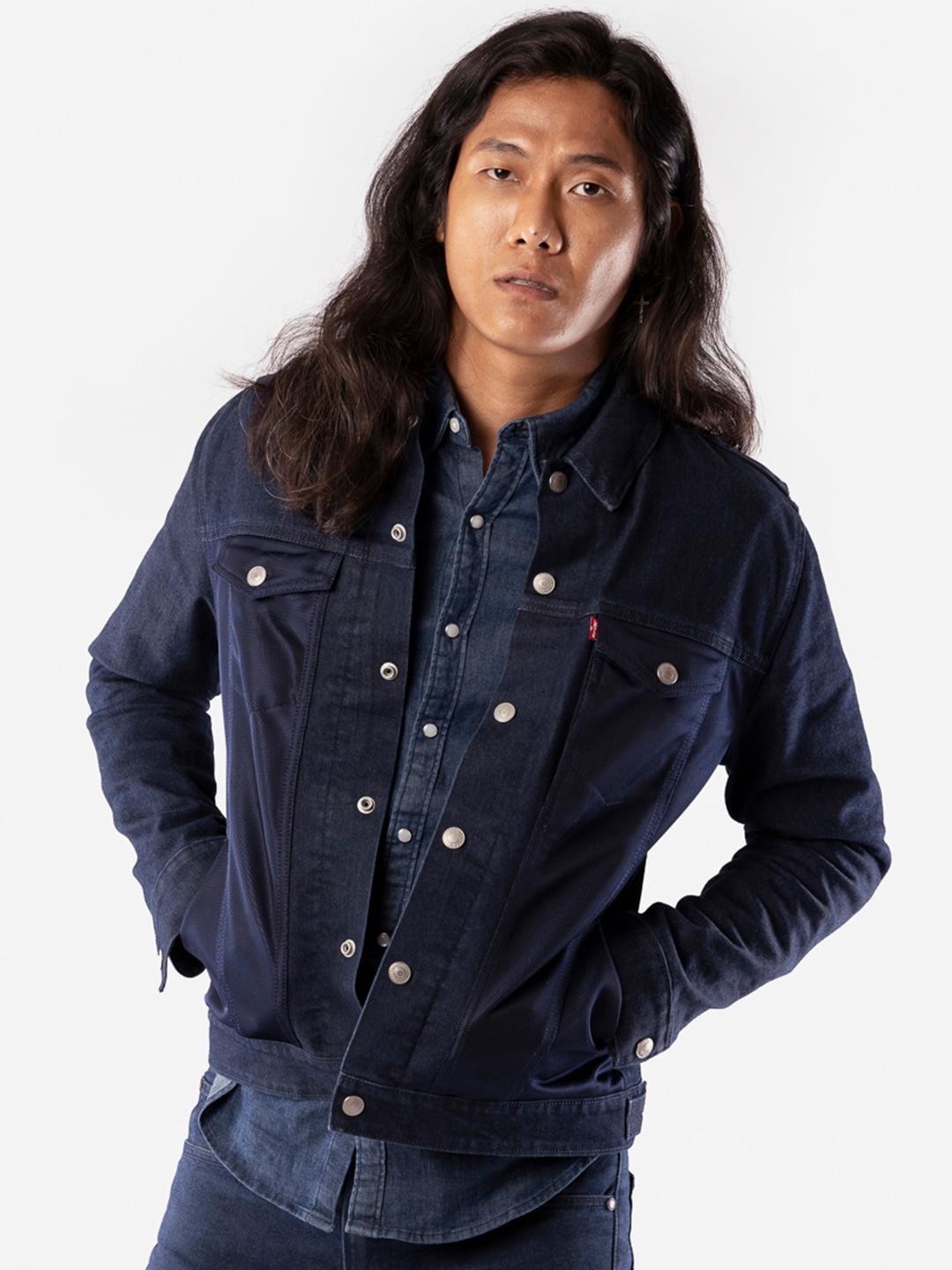 Buy Levis X Royal Enfield Men Blue Solid Denim Jacket Jackets