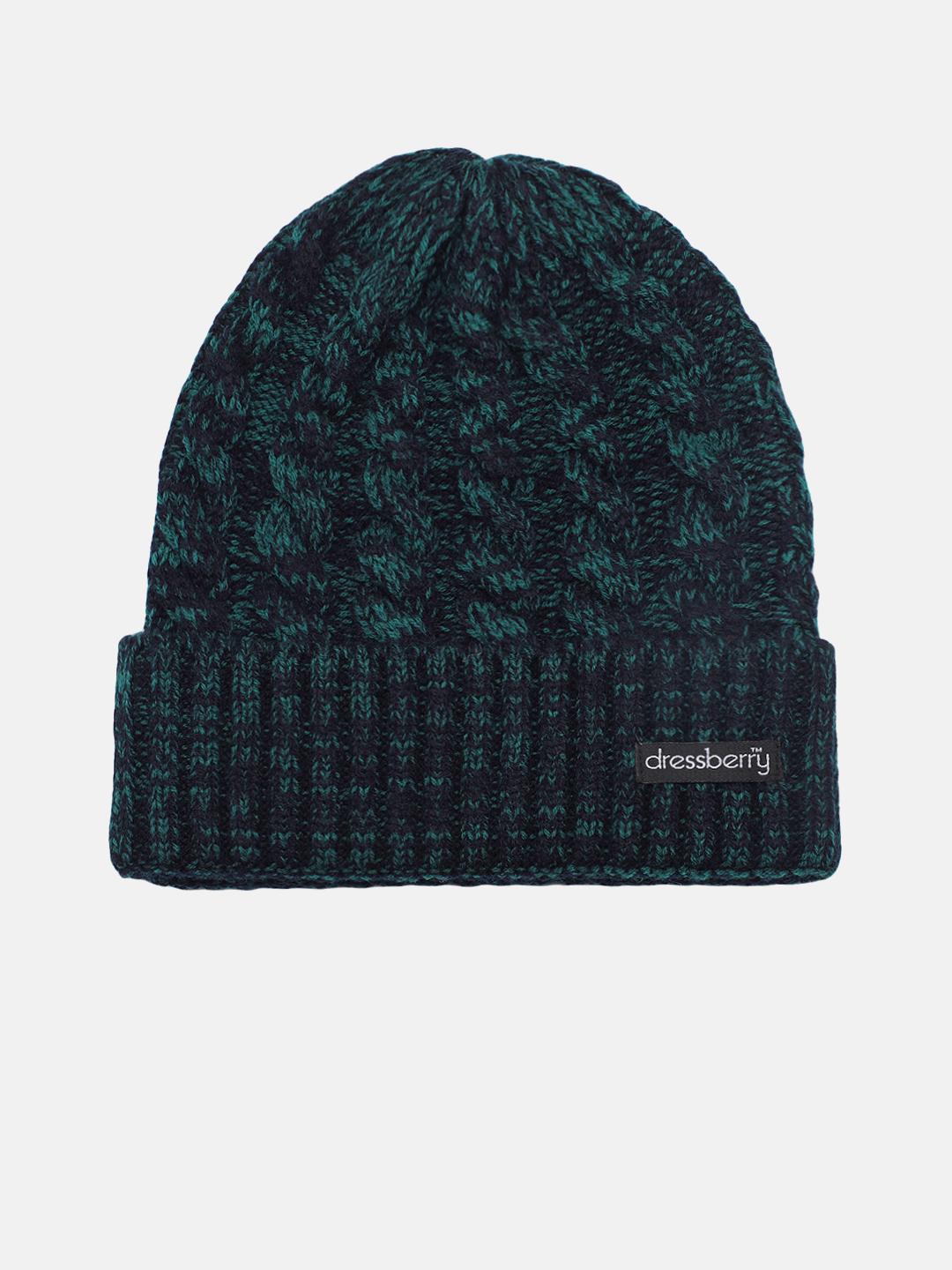 Buy DressBerry Women Teal Blue Self Design Beanie Caps for Women