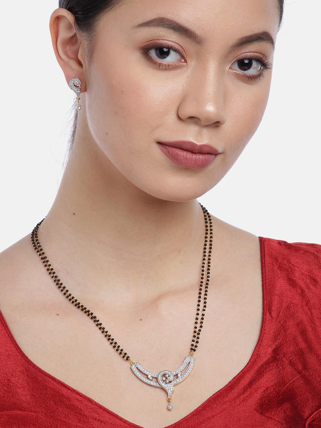 Buy YouBella Black Gold-Plated Stone-Studded Beaded Dual