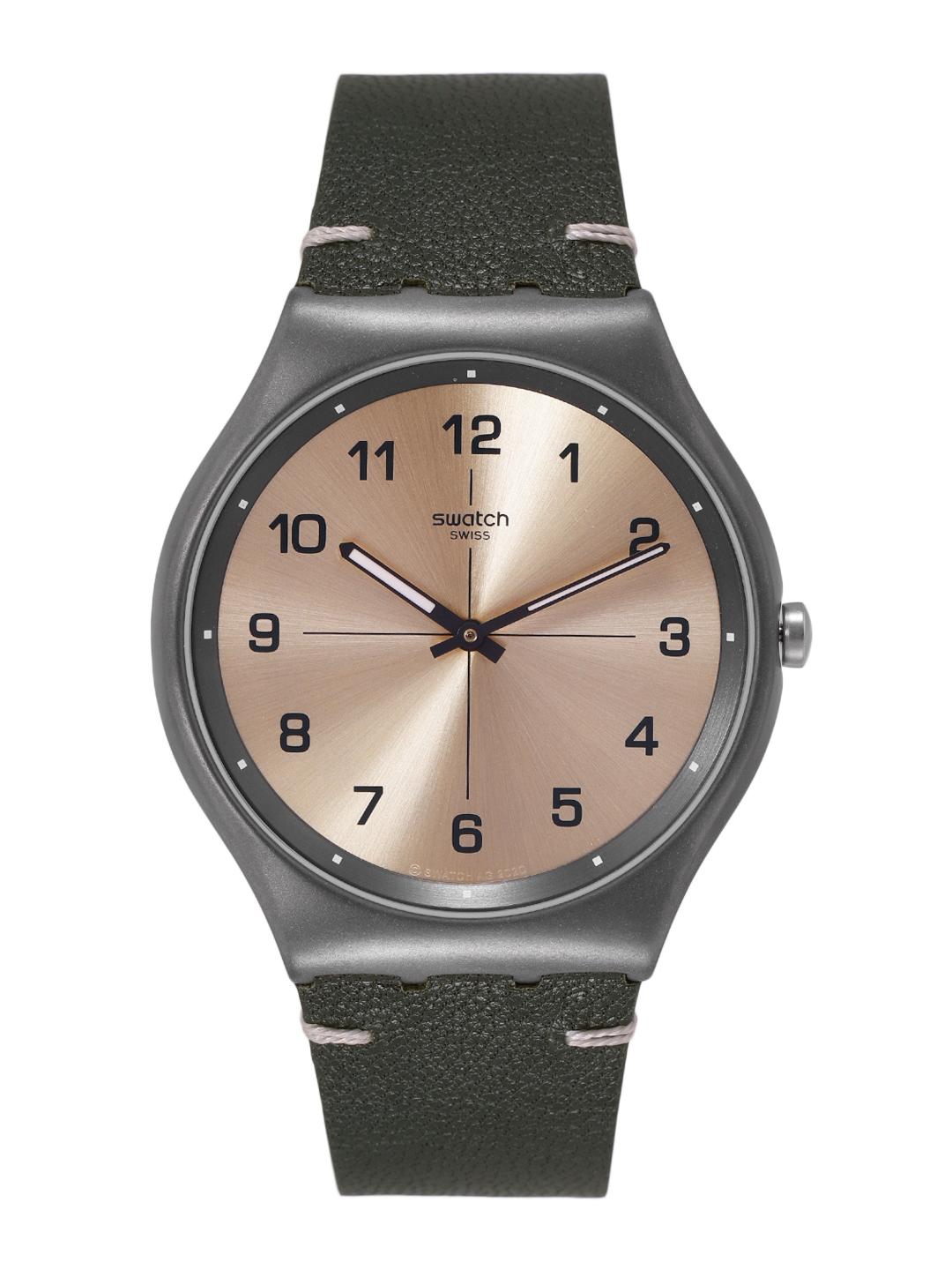 Swatch Leather Watch Women's Swatch Watch Irony Medium Brownee