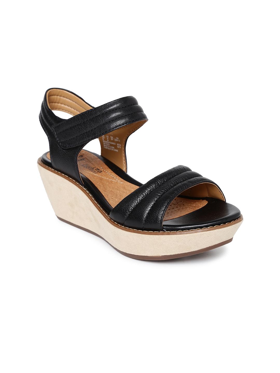Buy Clarks Women Black Leather Wedges Heels for Women 1268507