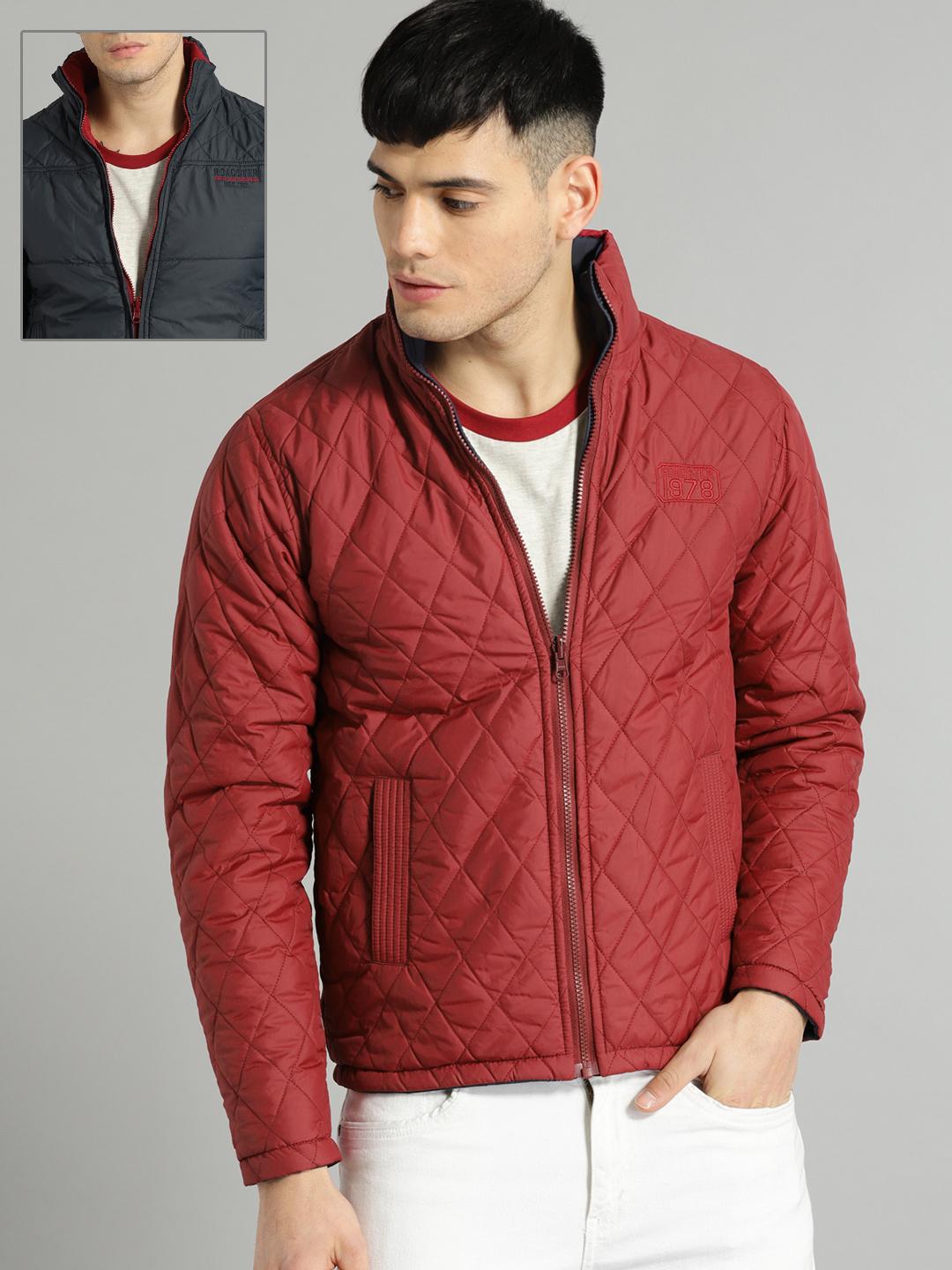 Buy Roadster Maroon & Navy Reversible Quilted Jacket - Jackets for