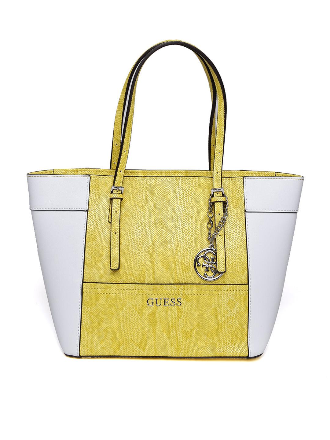 Buy GUESS Yellow White Croc Patterned Shoulder Bag Handbags