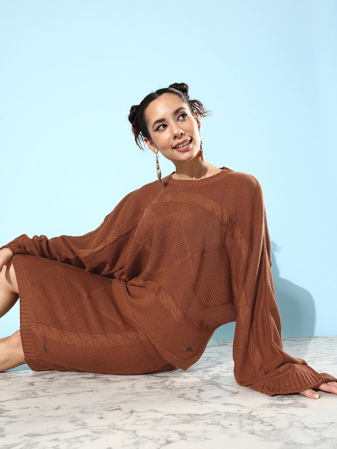 Buy The Roadster Lifestyle Co. Women Rust Brown Knitted Retro