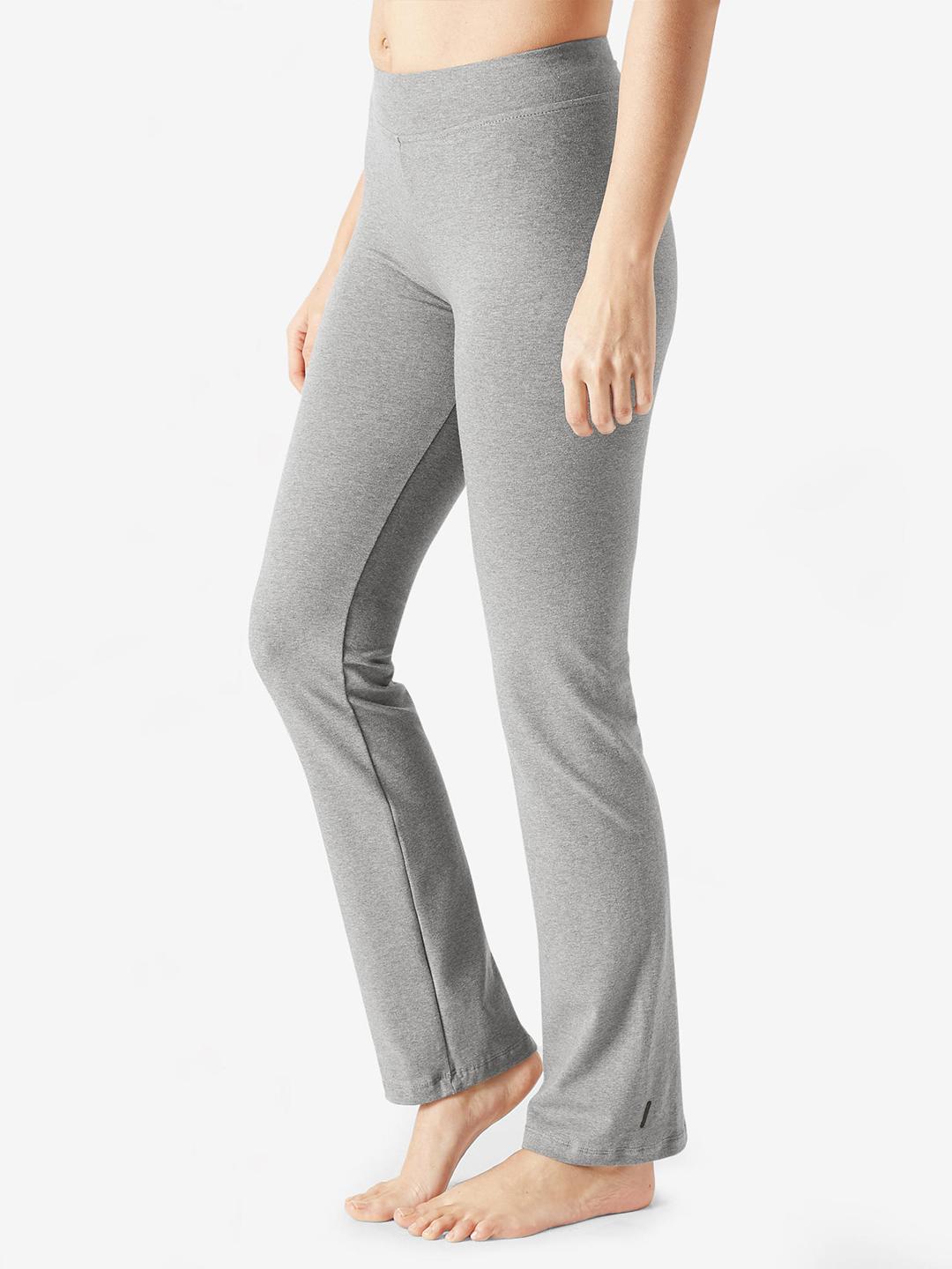 Buy Decathlon DOMYOS Women Grey Cotton Gym Leggings Track