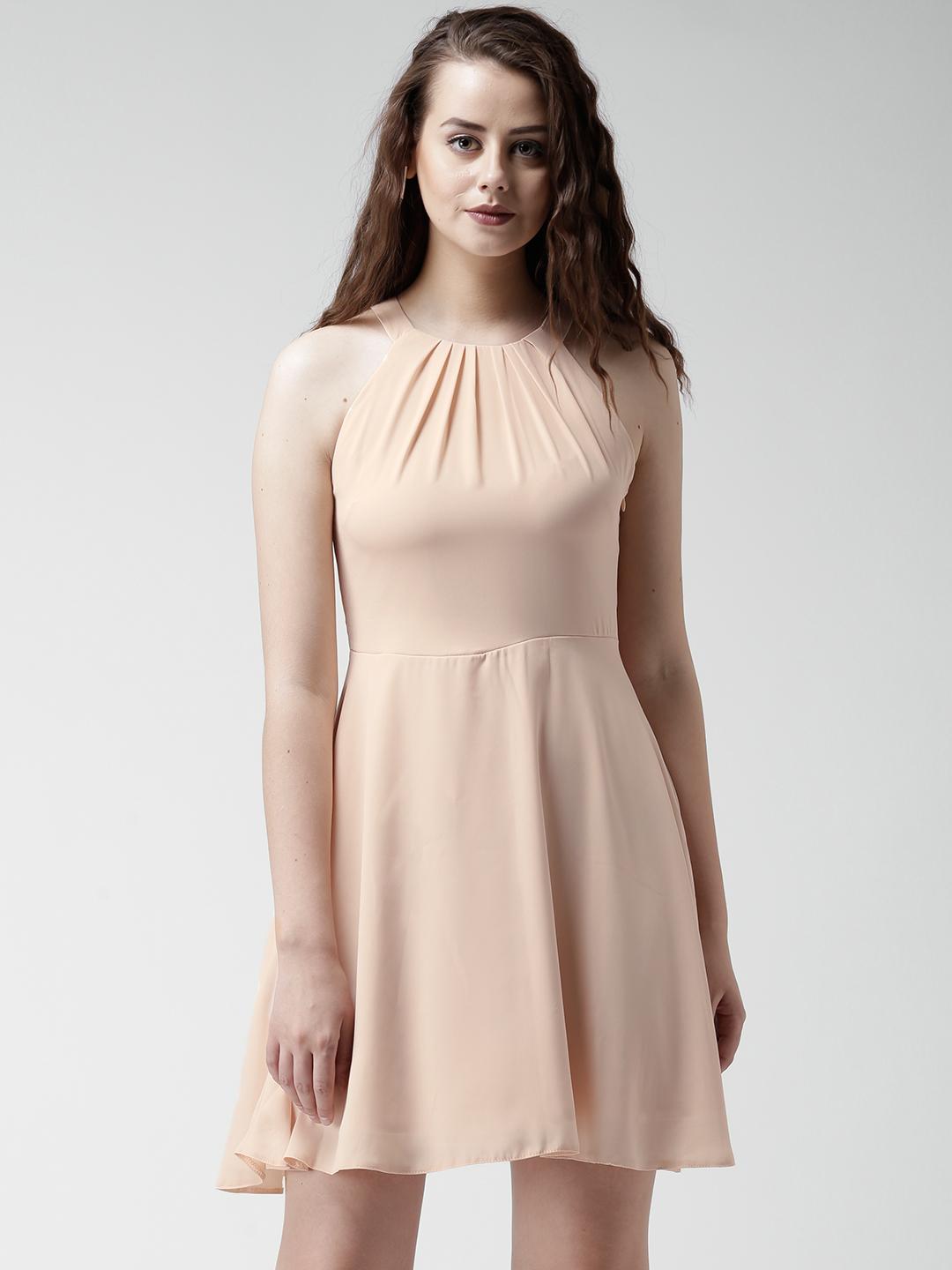 Buy New Look Peach-Coloured Fit & Flare Dress - Dresses for Women 1302082 |  Myntra