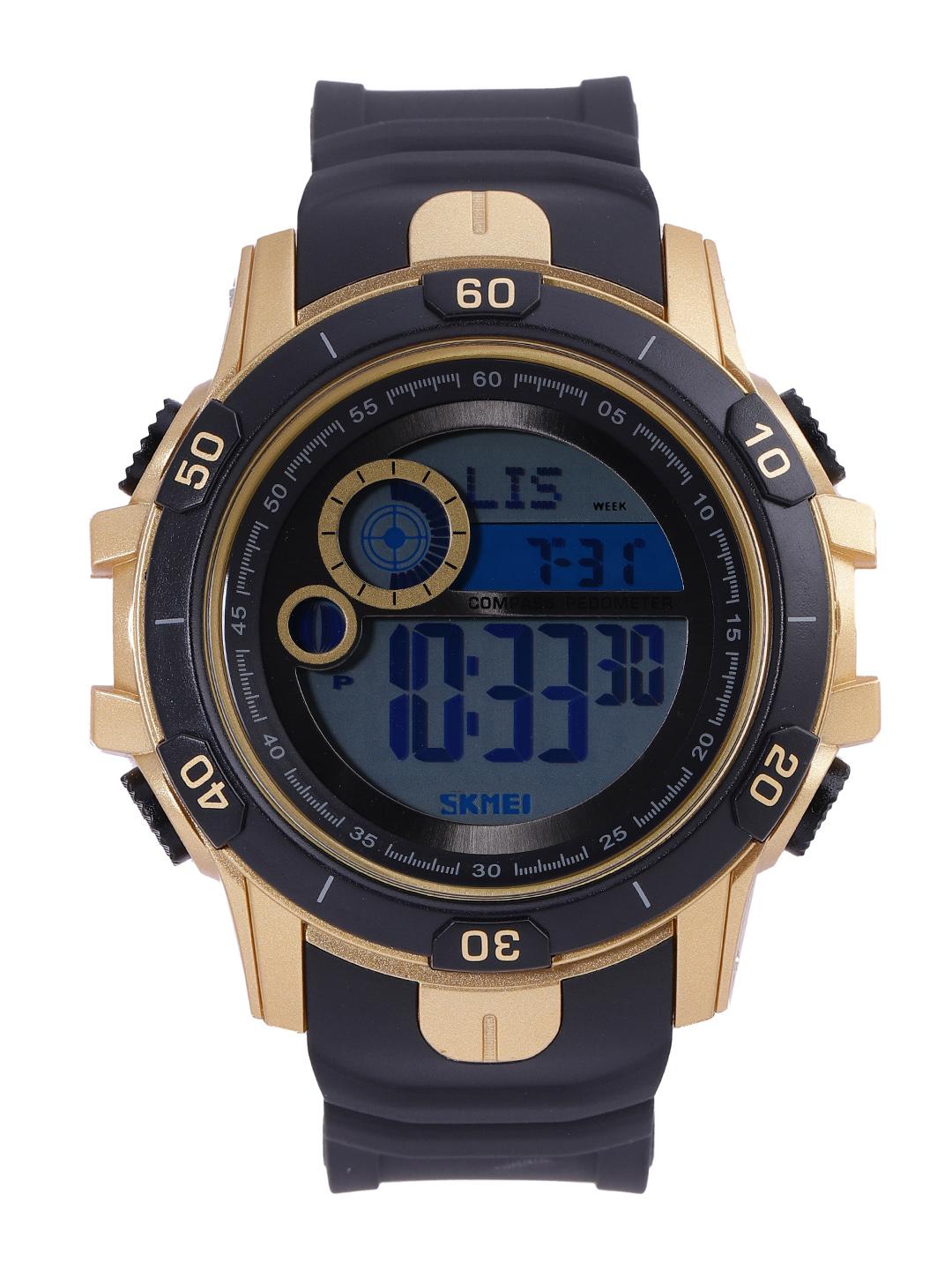 Buy Skmei Men Black Gold-Toned Digital Watch 1480 Watches for