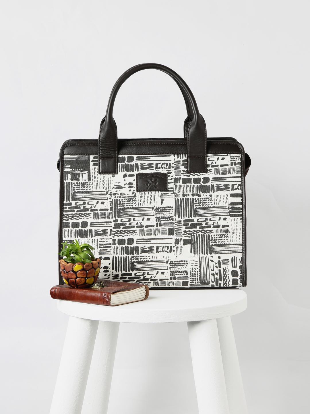 Buy The Ink Bucket Off-White Printed Laptop Handbag - Handbags for
