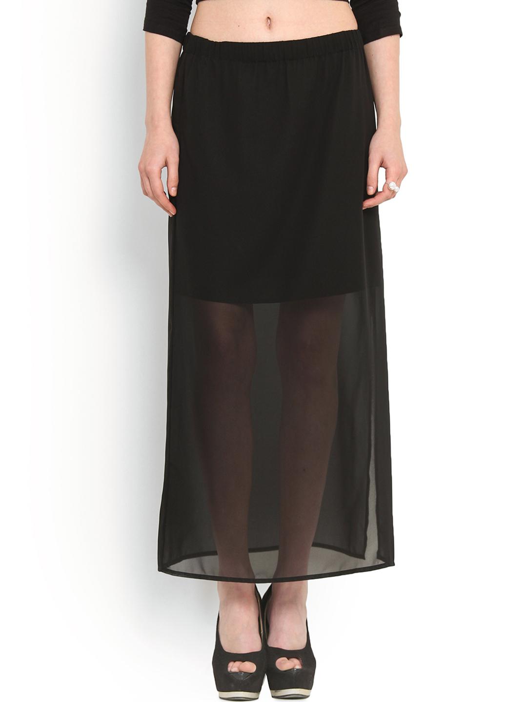 Buy H.O.G Black Sheer Maxi Skirt - Skirts for Women 1329141