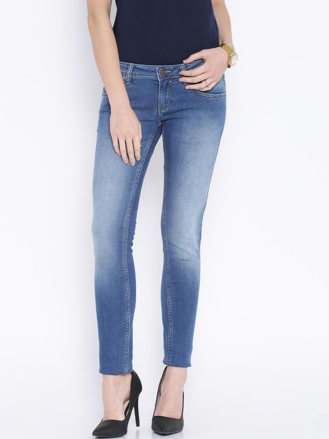 Buy Wrangler Blue Low-Rise Molly Super Slim Fit Stretchable Jeans