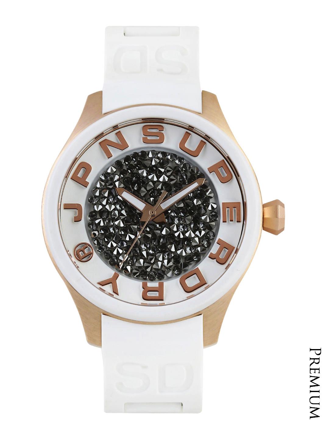 Buy Superdry Women White & Grey Embellished Dial Watch  display picture 1