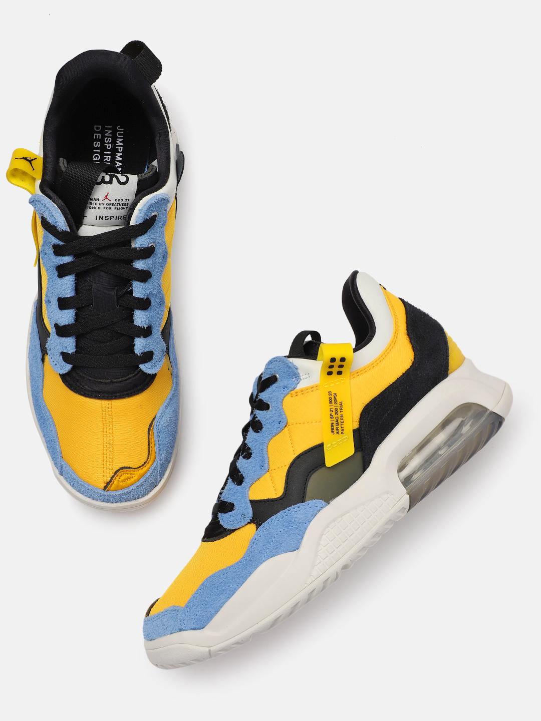 Buy Nike Men Yellow & Blue JORDAN MA2 Suede Basketball Shoes