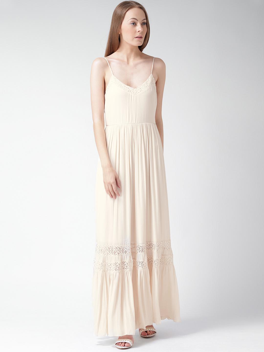Buy FOREVER 21 Cream-Coloured Polyester Lace Detail Maxi Dress - Dresses  for Women 1337249 | Myntra