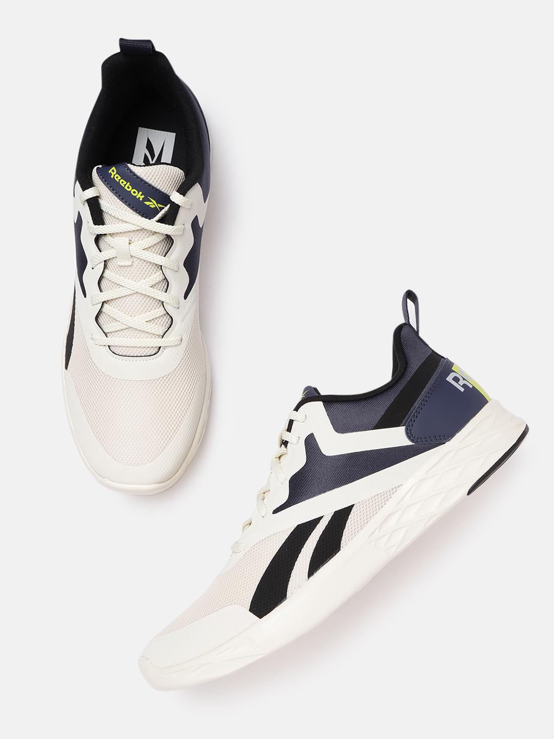 Buy Reebok Men White Navy Blue Woven Design Thunder Cracker
