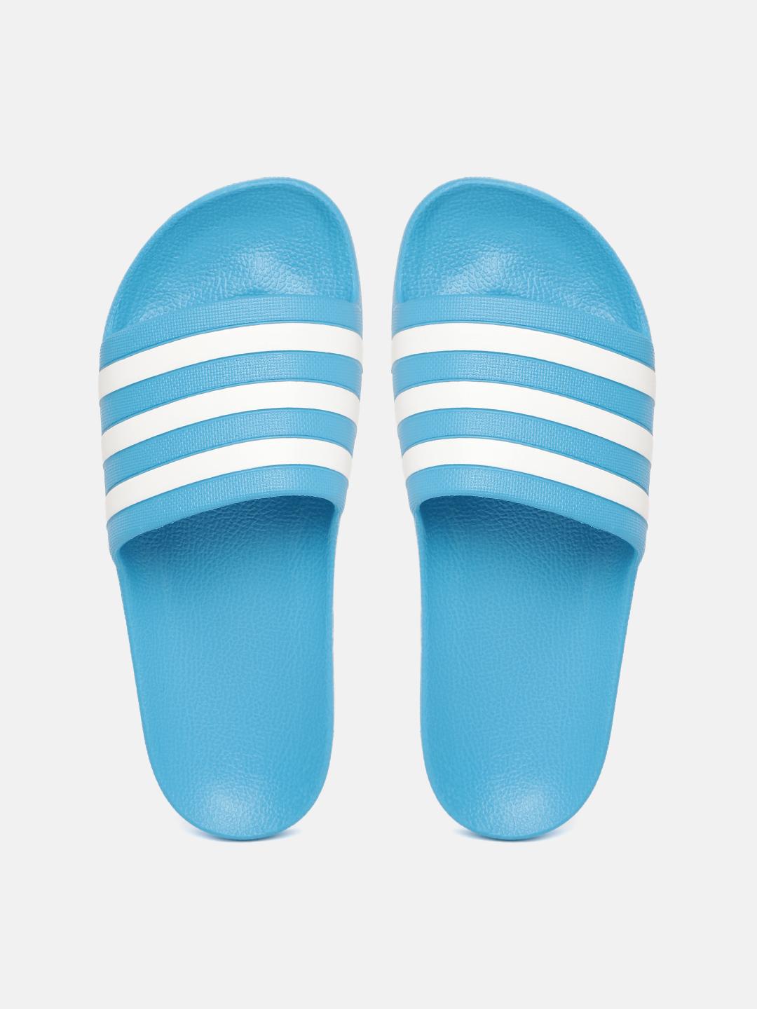 Buy ADIDAS Unisex Blue White Striped Adilette Aqua Sliders
