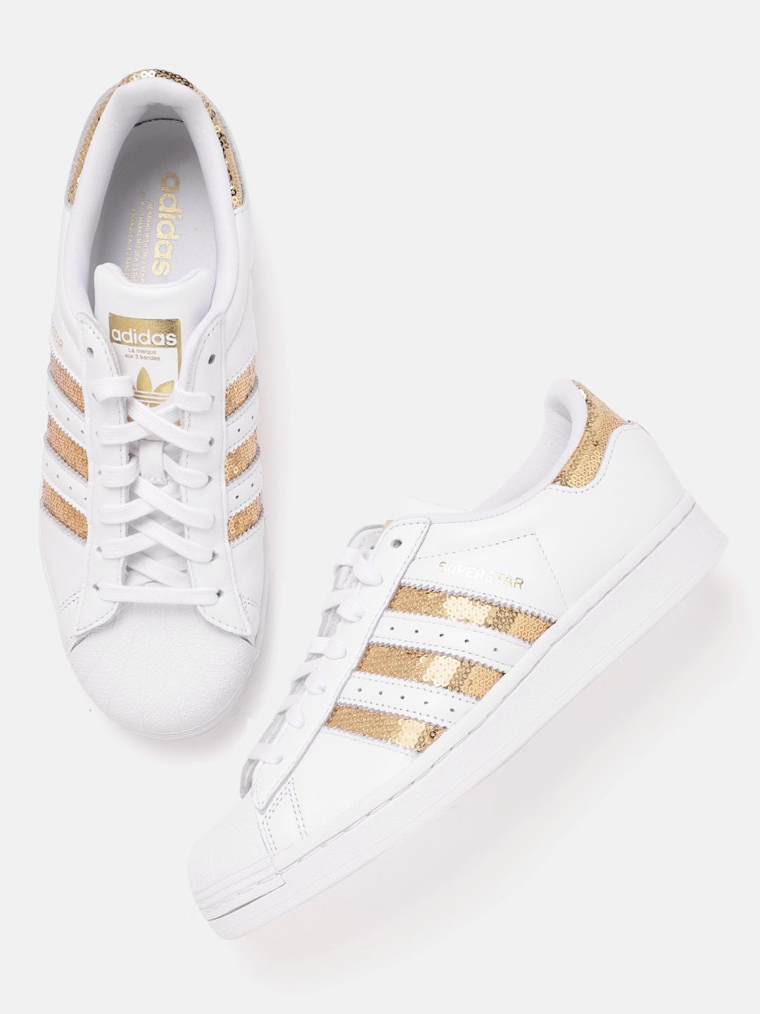 Buy ADIDAS Originals Women White Gold-Toned Superstar Sneakers