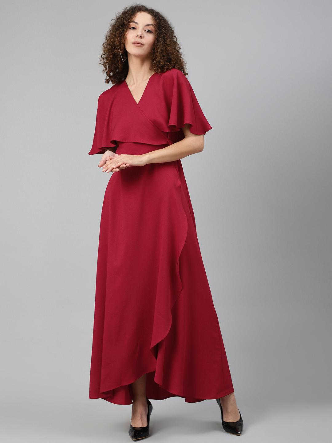 Buy FEMMELLA Women Red Solid Maxi Dress with Tie-ups - Dresses for Women  13533428 | Myntra